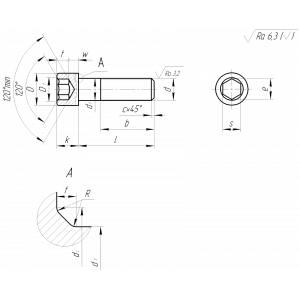 ГОСТ 11738-84 Винты с цилиндрической головкой и шестигранным углублением под ключ класса точности А